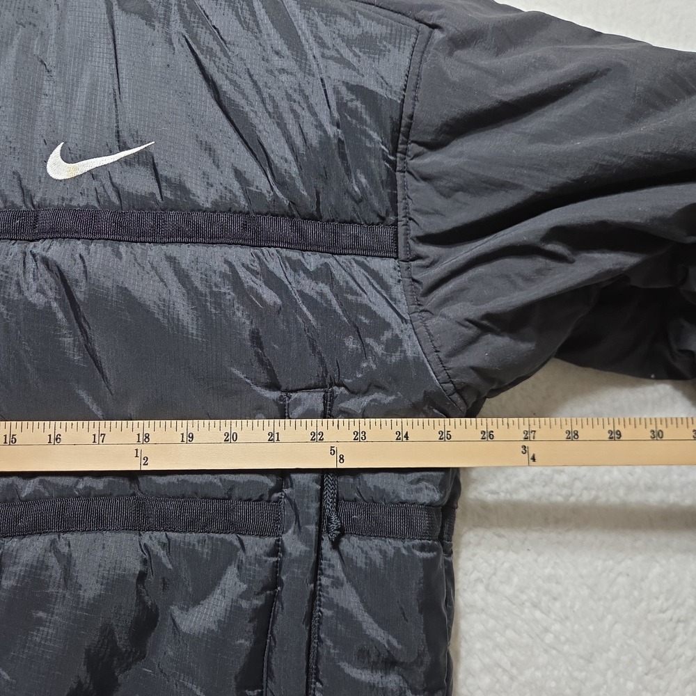Vintage 90s Nike Puffer Jacket Black Embroidered Logo Mens Size Large Spell Out - Picture 3 of 9